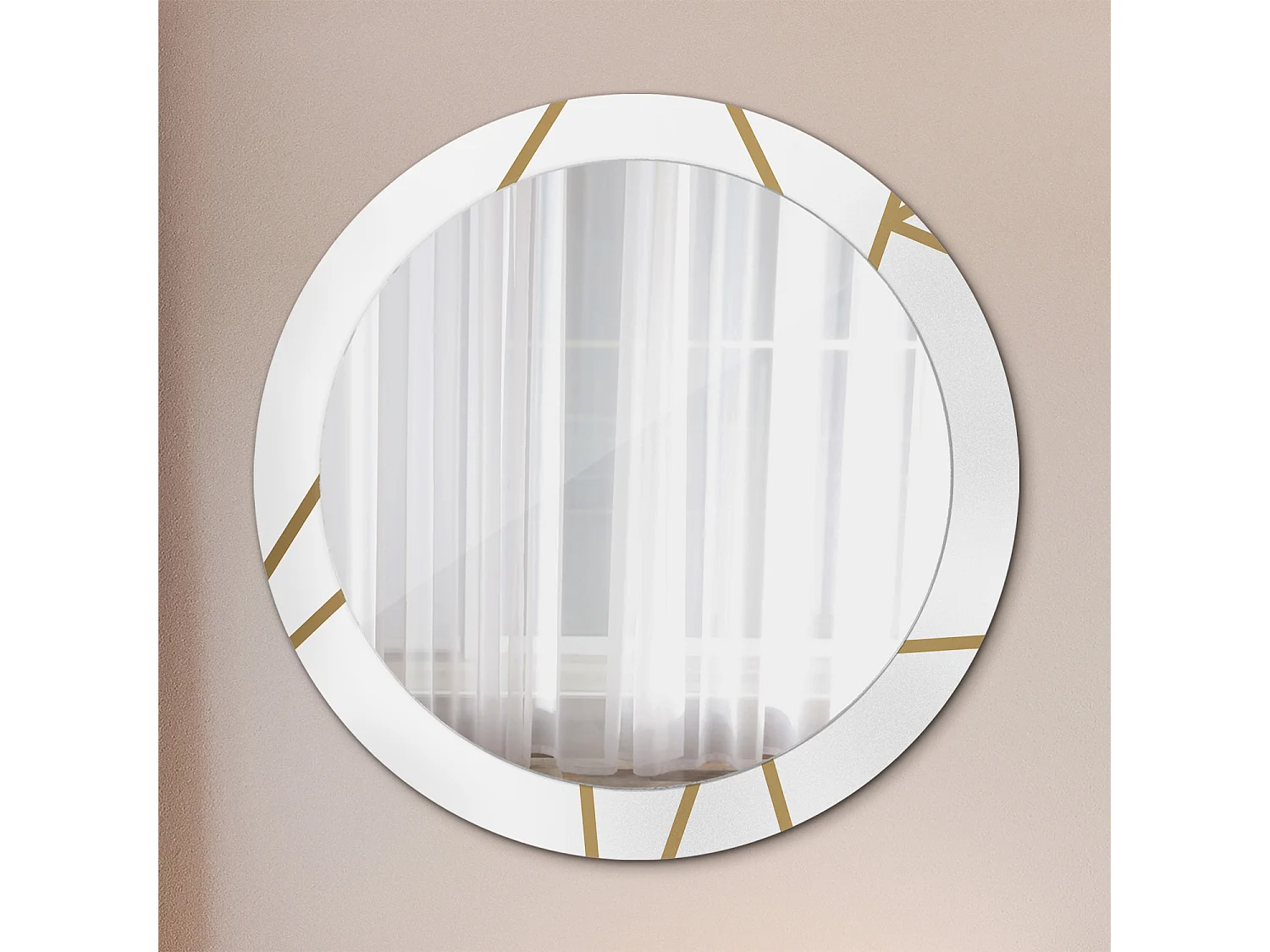 Ronde decoratieve spiegel - Lineaire compositie - 80 cm