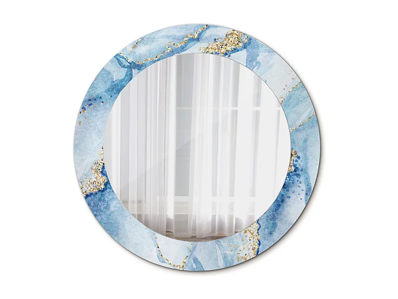 Runder dekorativer Spiegel - Blauer Marmor - 60 cm