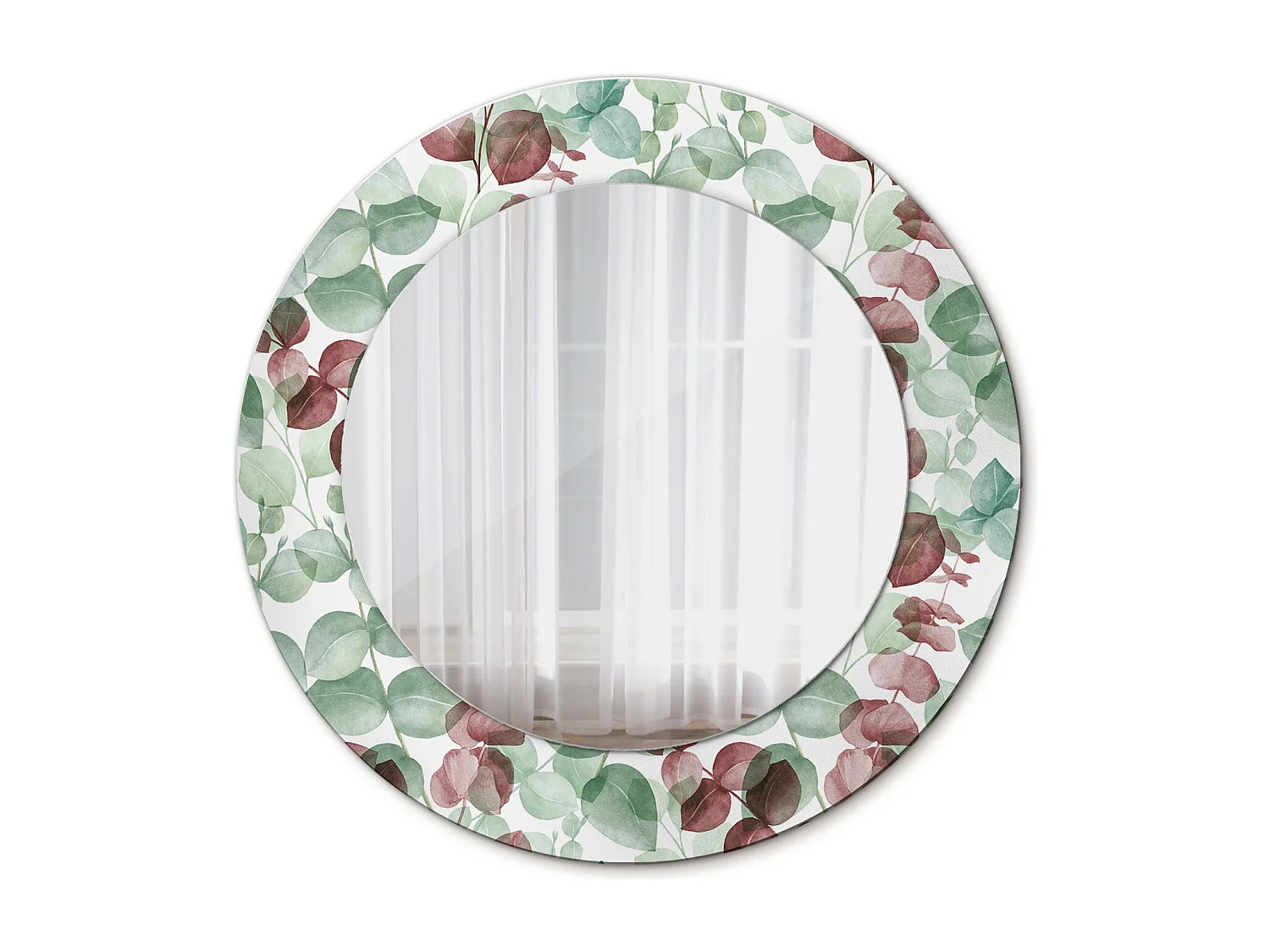 Ronde decoratieve spiegel - eucalyptus - 50 cm
