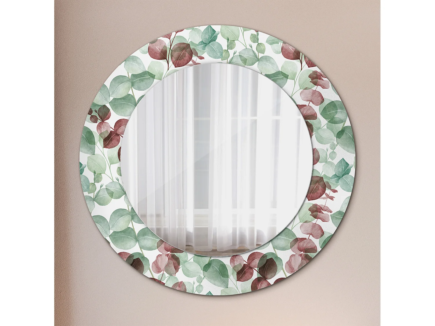 Miroir rond décoratif - Eucalyptus - 50 cm