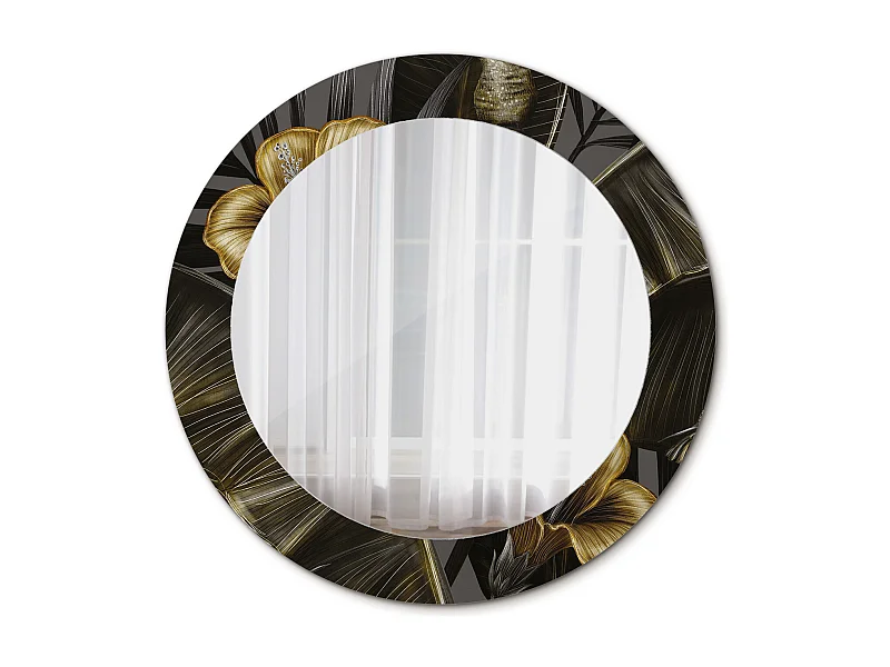 Miroir rond décoratif - Fleurs d'Hibiscus - 60 cm