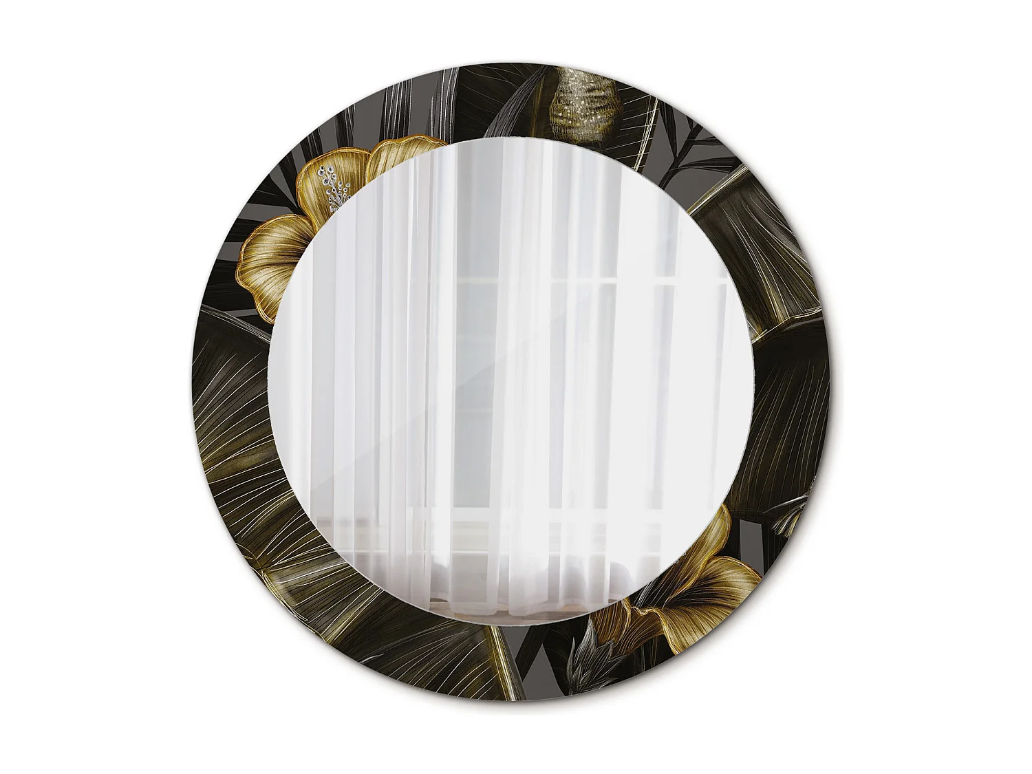 Miroir rond décoratif - Fleurs d'Hibiscus - 60 cm