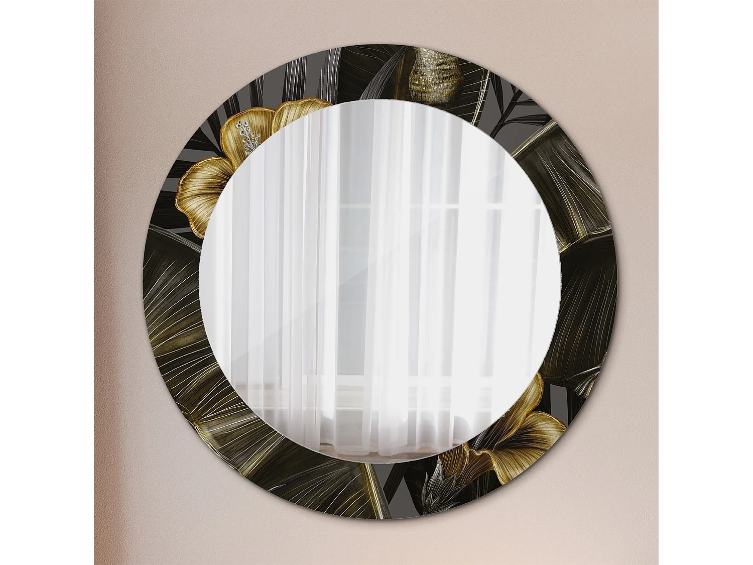 Miroir rond décoratif - Fleurs d'Hibiscus - 60 cm