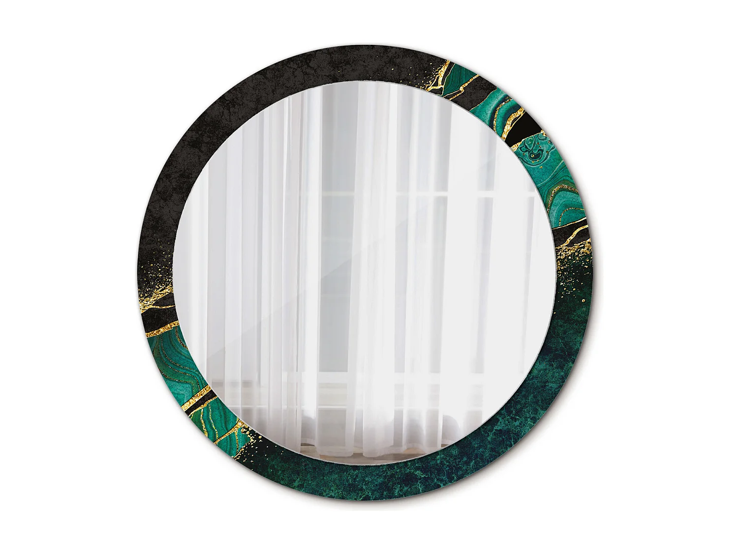 Ronde decoratieve spiegel - Groen Marmer - 90 cm