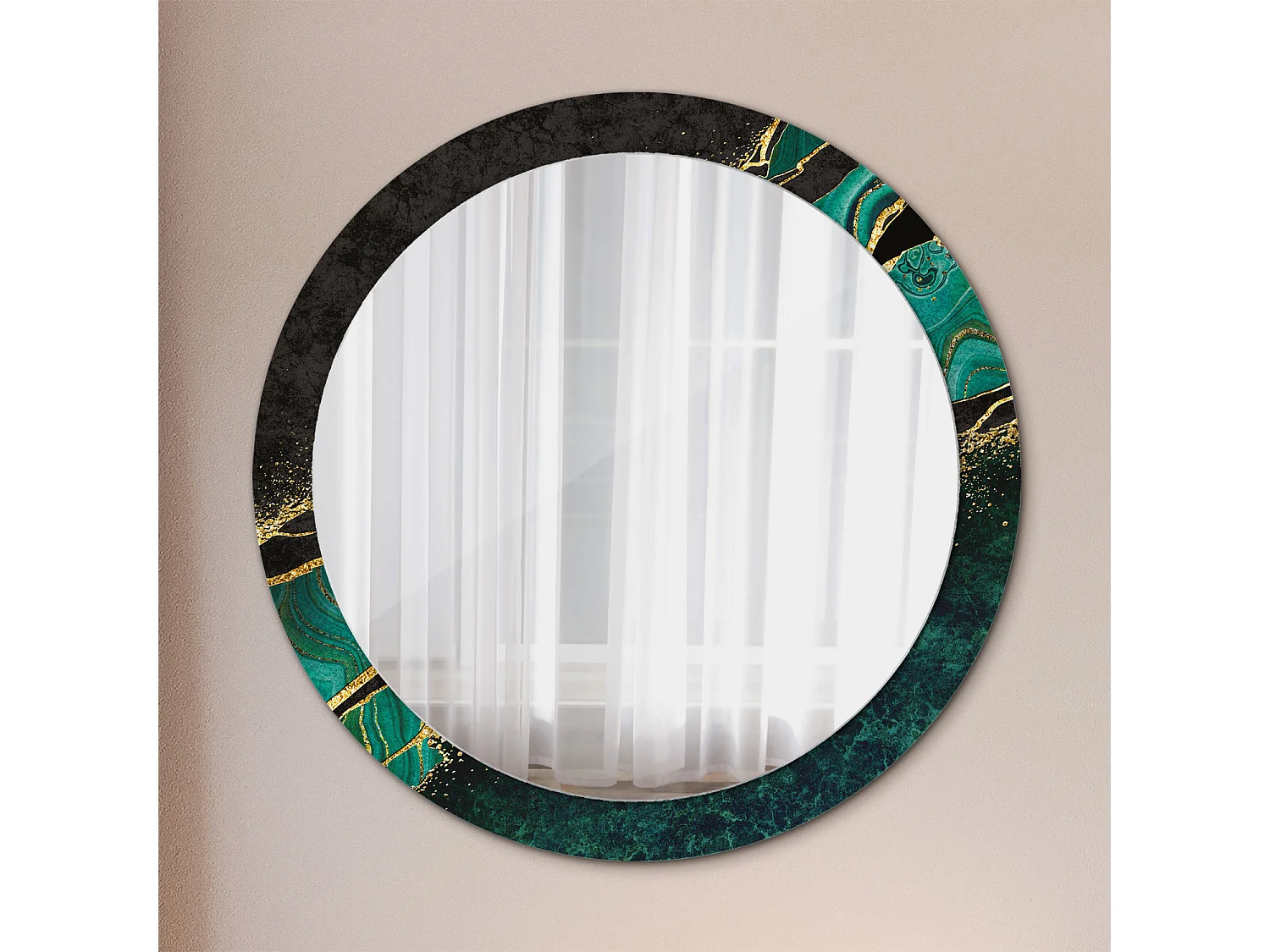 Ronde decoratieve spiegel - Groen Marmer - 90 cm