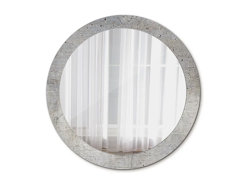 Runder dekorativer Spiegel - Grauer Beton - 80 cm