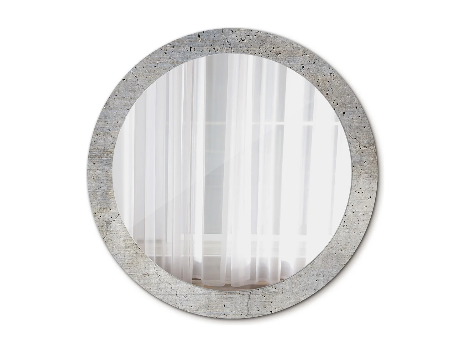 Runder dekorativer Spiegel - Grauer Beton - 80 cm