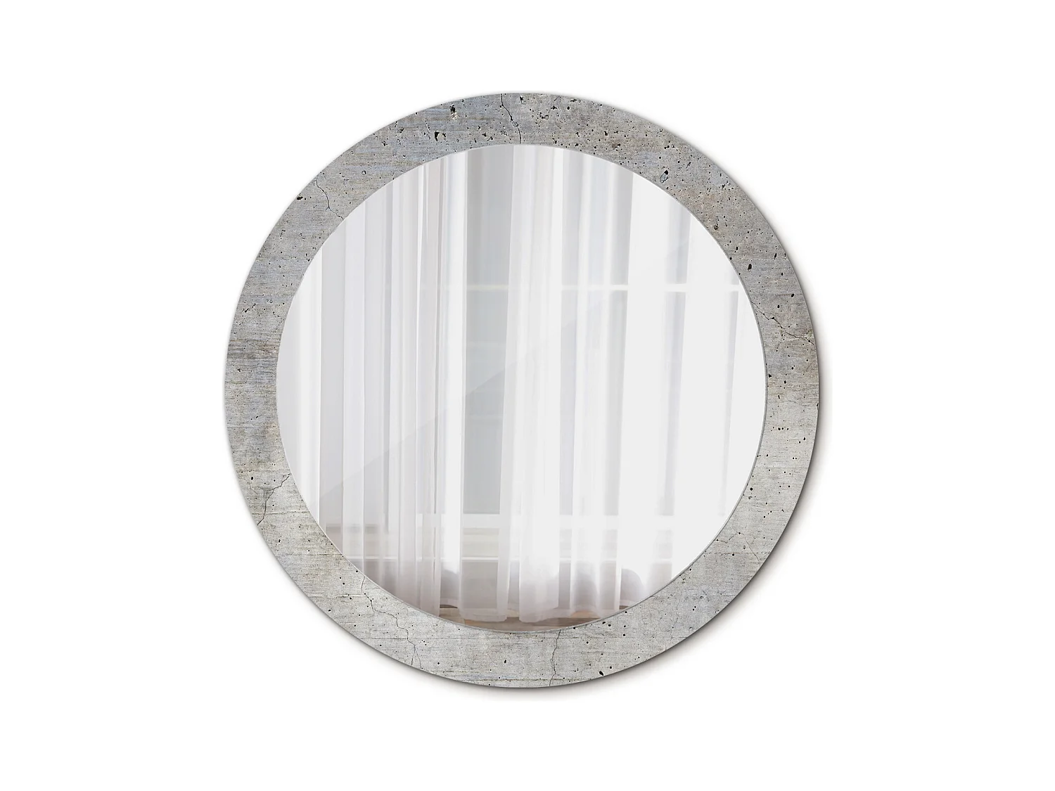 Miroir rond décoratif - Béton gris - 80 cm