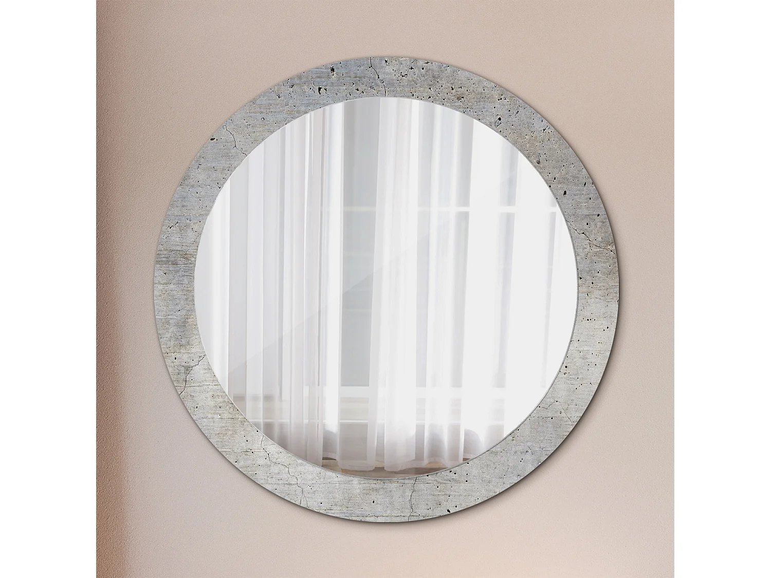 Runder dekorativer Spiegel - Grauer Beton - 80 cm