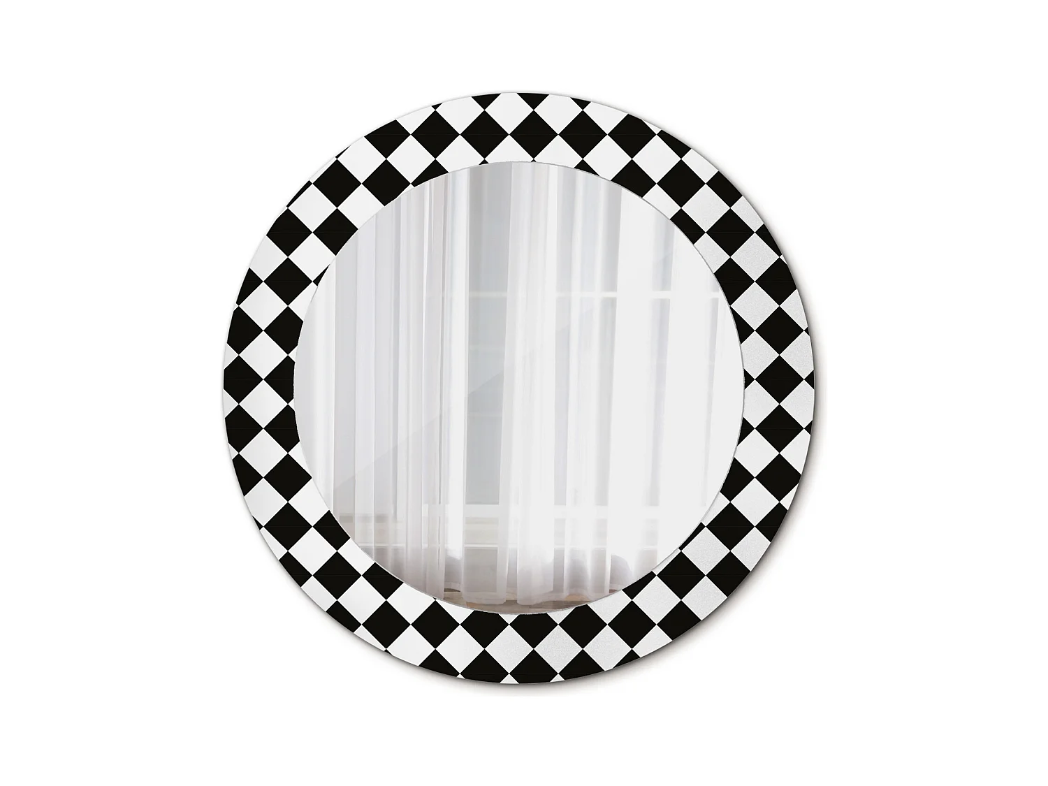 Miroir rond décoratif - Bureau d'échecs - 70 cm