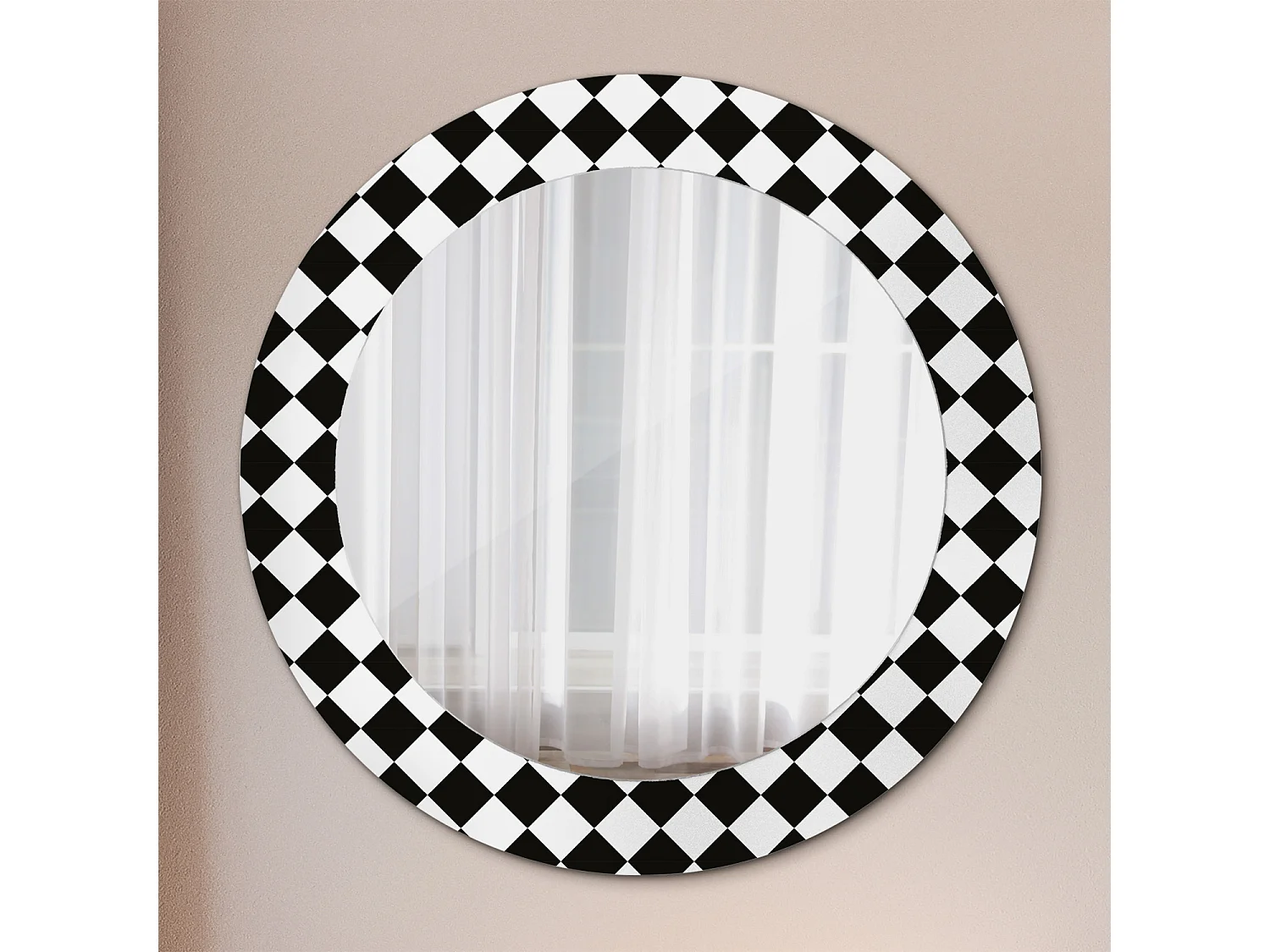 Decoratieve ronde spiegel – schaaktafel – 60 cm