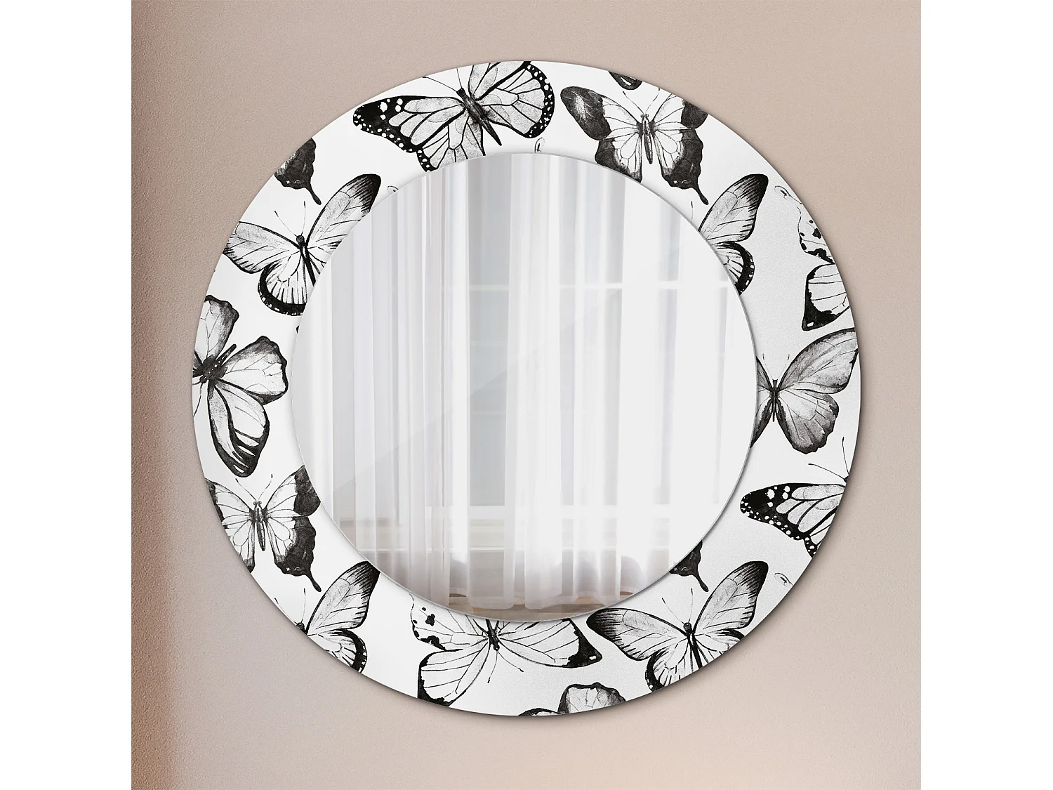 Ronde decoratieve spiegel - vlinders - 50 cm