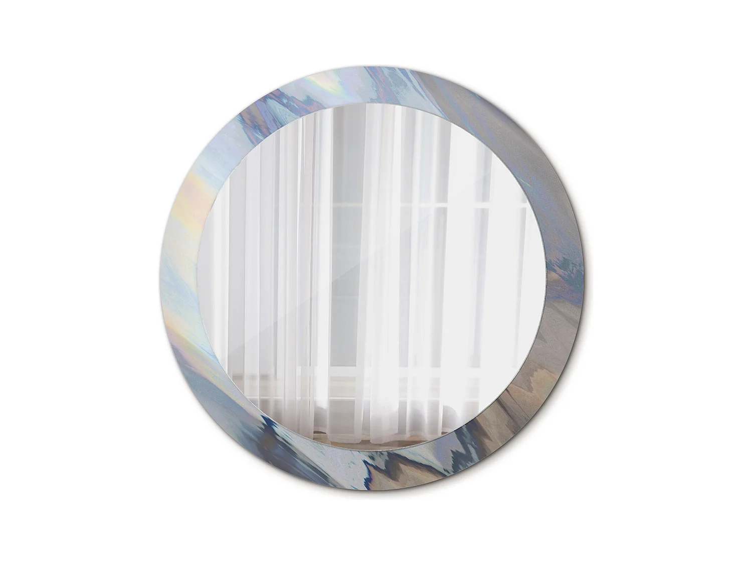 Miroir rond décoratif - Vagues abstraites - 80 cm