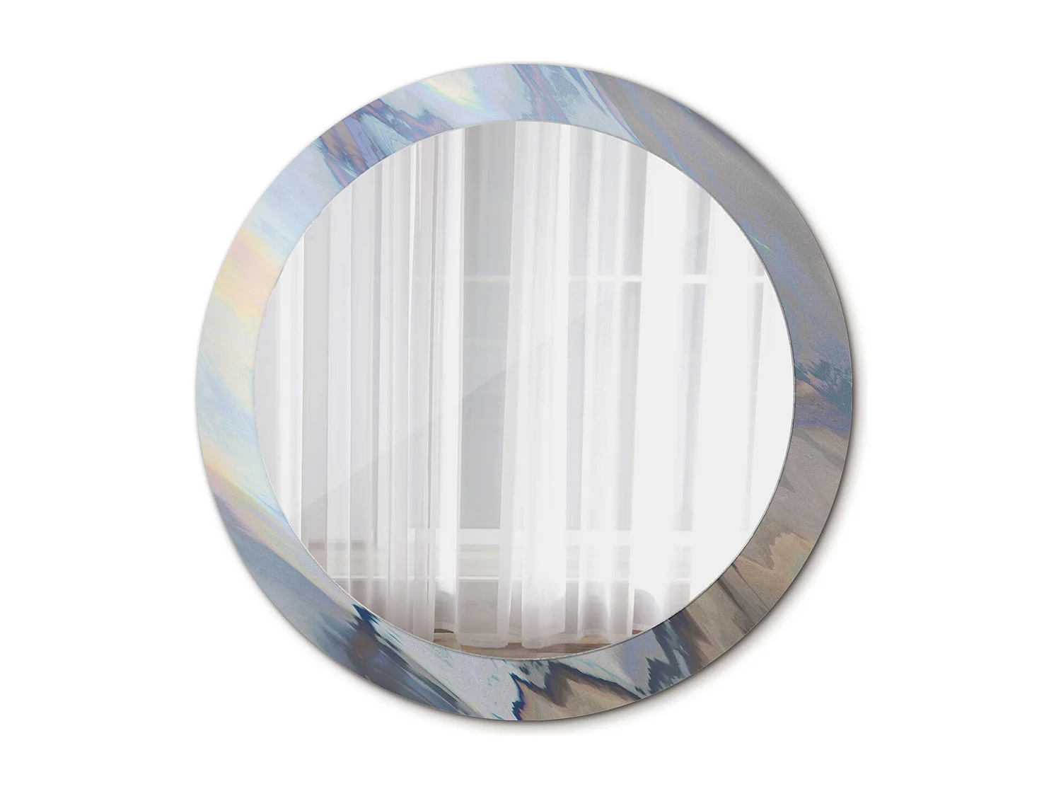 Miroir rond décoratif - Vagues abstraites - 80 cm