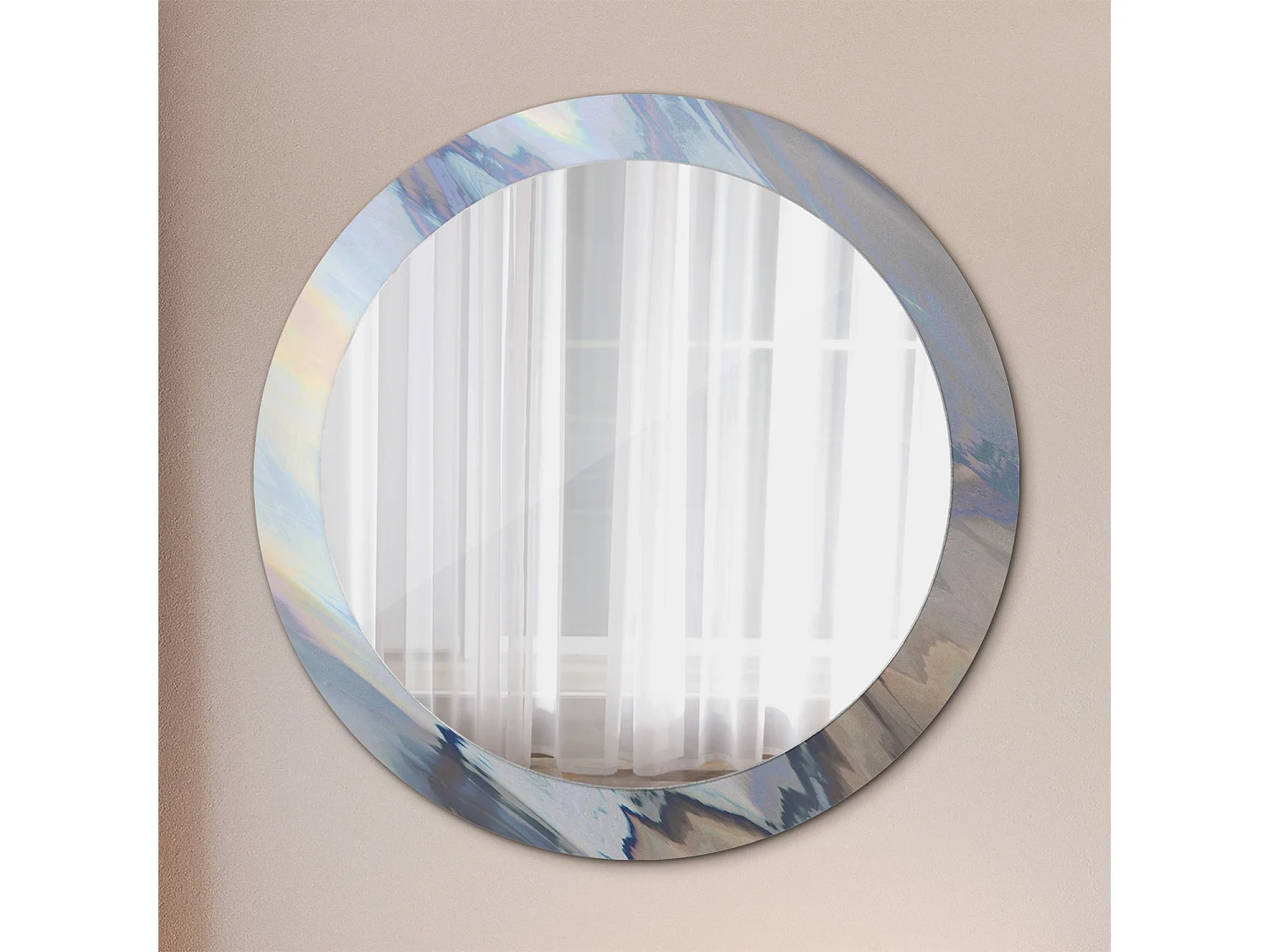Miroir rond décoratif - Vagues abstraites - 80 cm