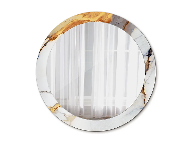 Ronde decoratieve spiegel - Wit marmer - 80 cm