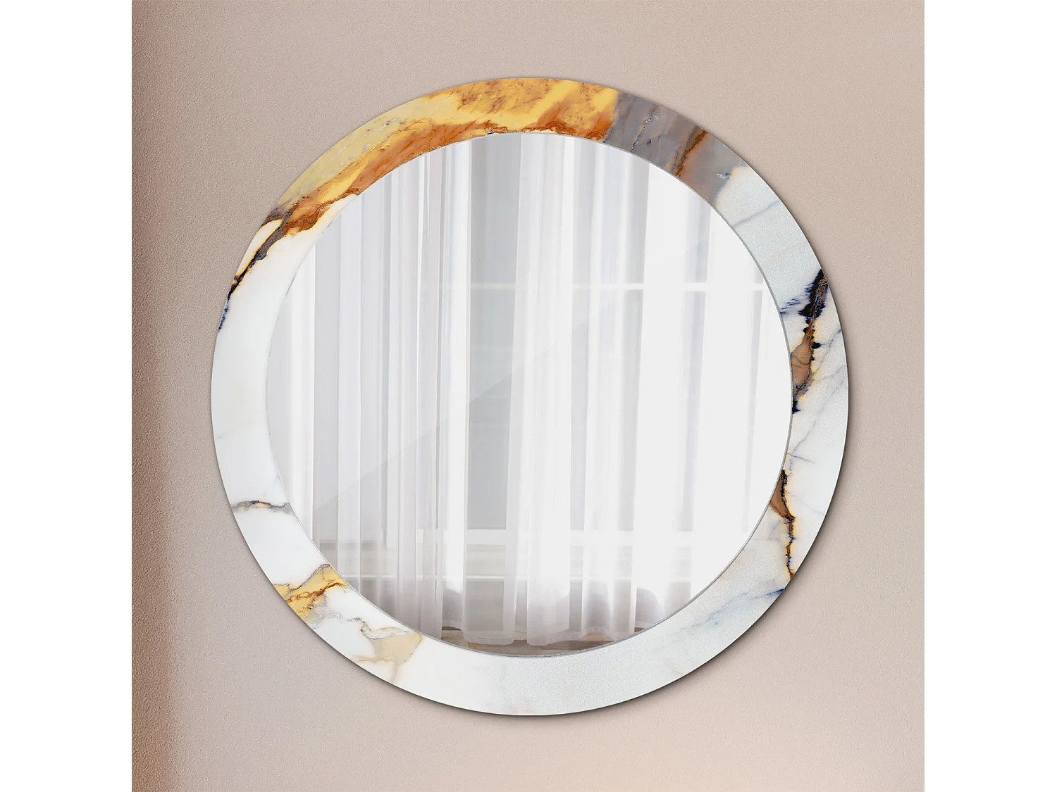 Ronde decoratieve spiegel - Wit marmer - 80 cm