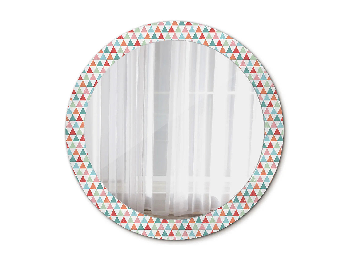 Miroir rond décoratif - Motif géométrique - 80 cm