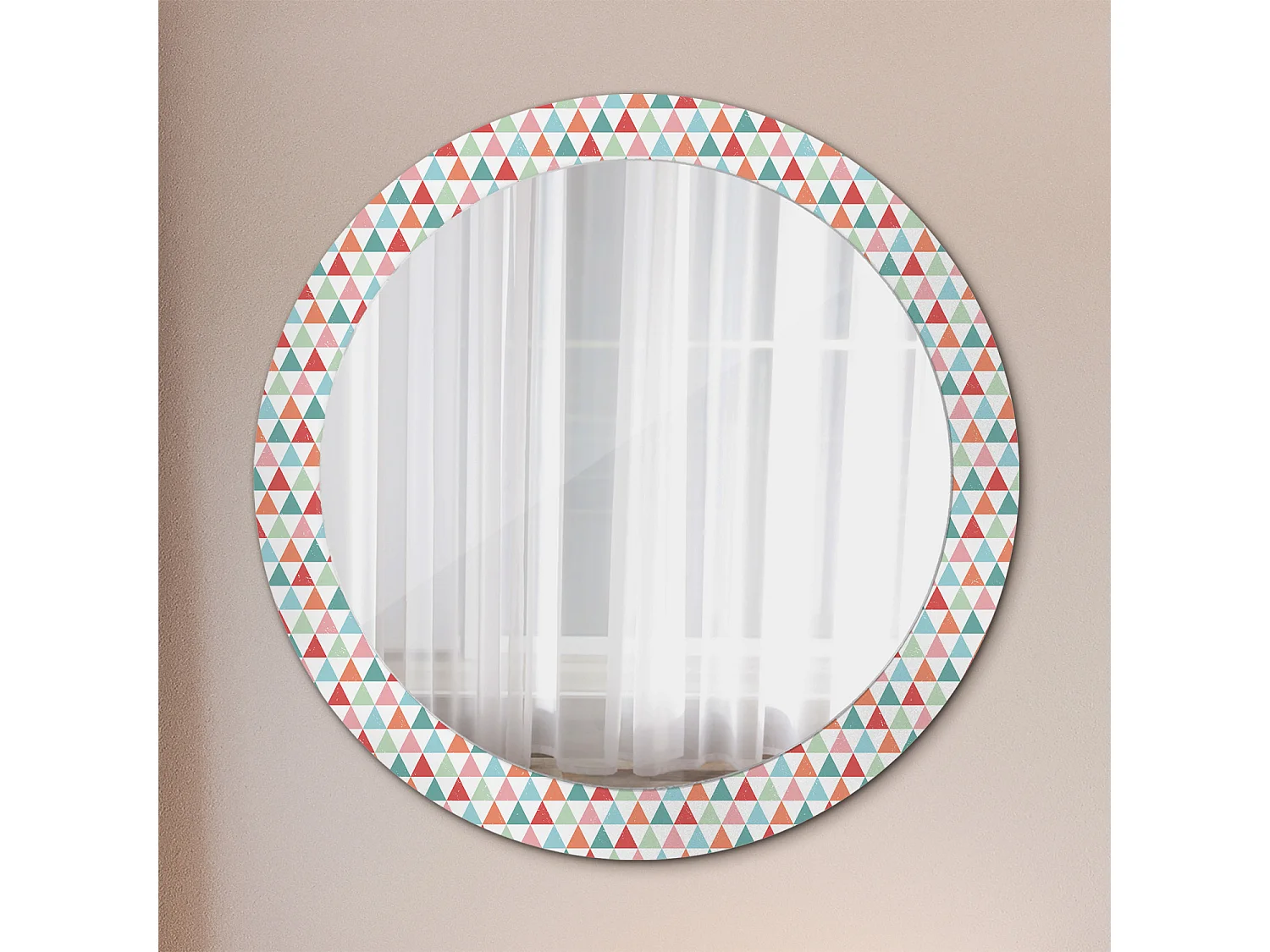 Miroir rond décoratif - Motif géométrique - 80 cm
