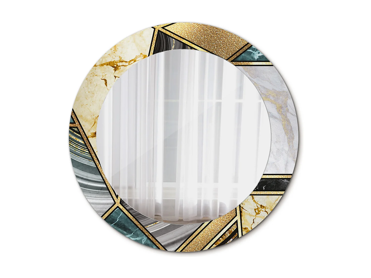 Miroir rond décoratif - Style marbre - 70 cm