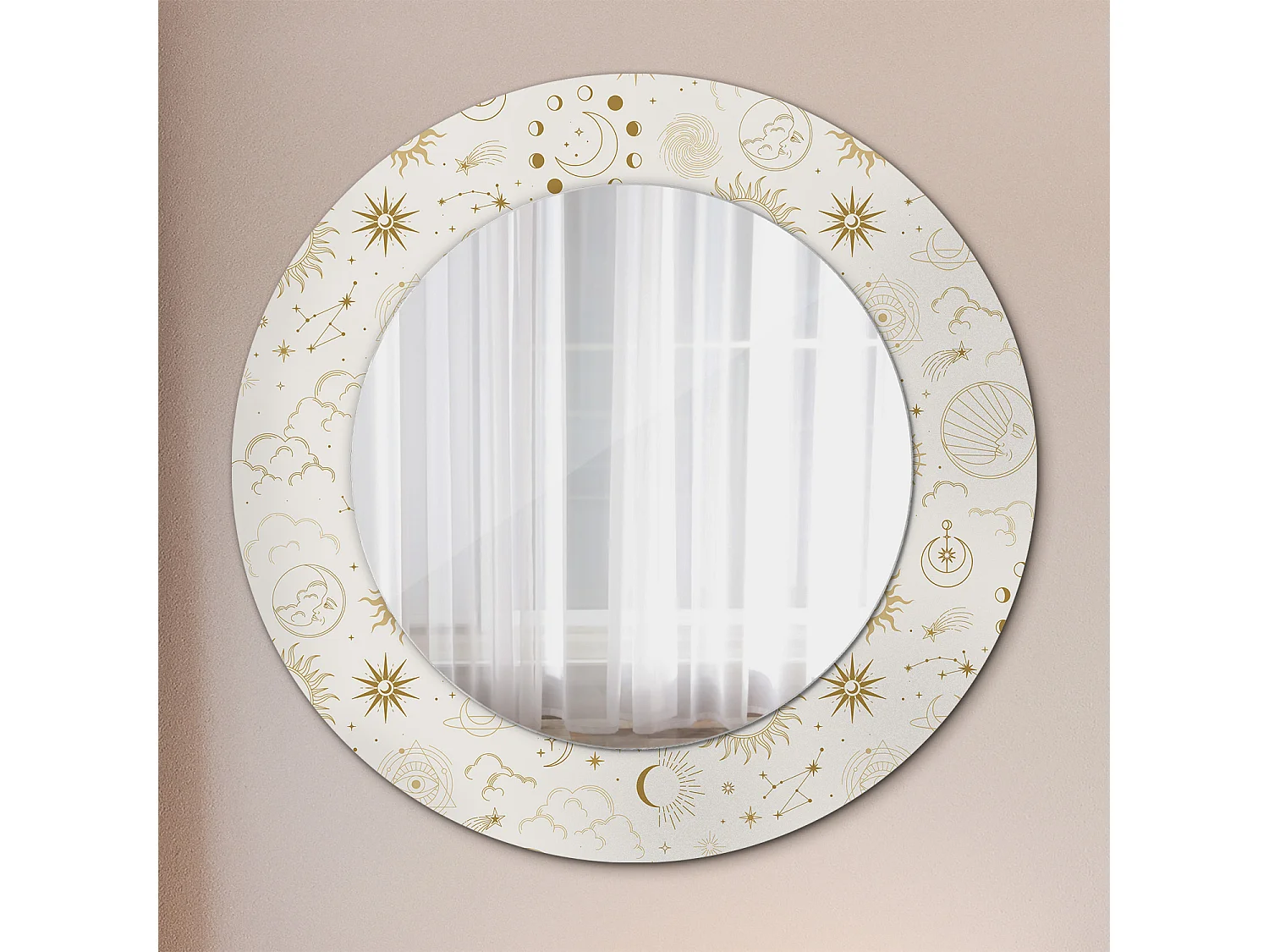 Runder dekorativer Spiegel - Mystisches Motiv - 50 cm