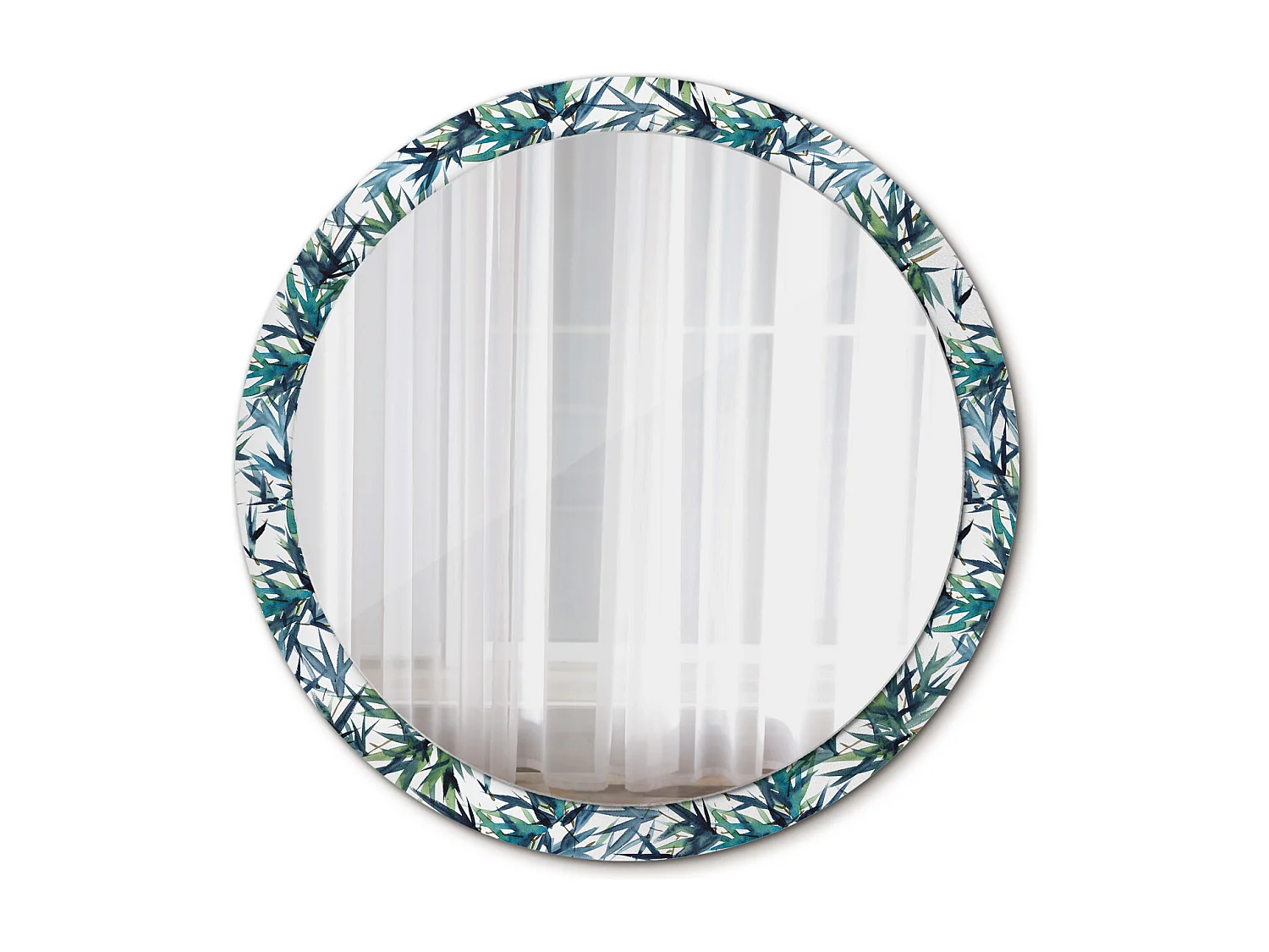 Miroir rond décoratif - Palmiers bleus - 100 cm