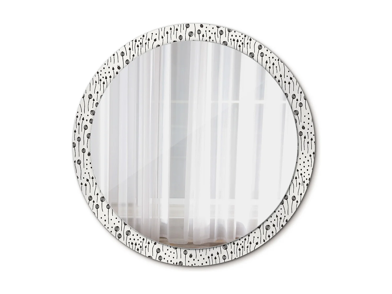 Dekorativer runder Spiegel – Blumenmuster – 100 cm