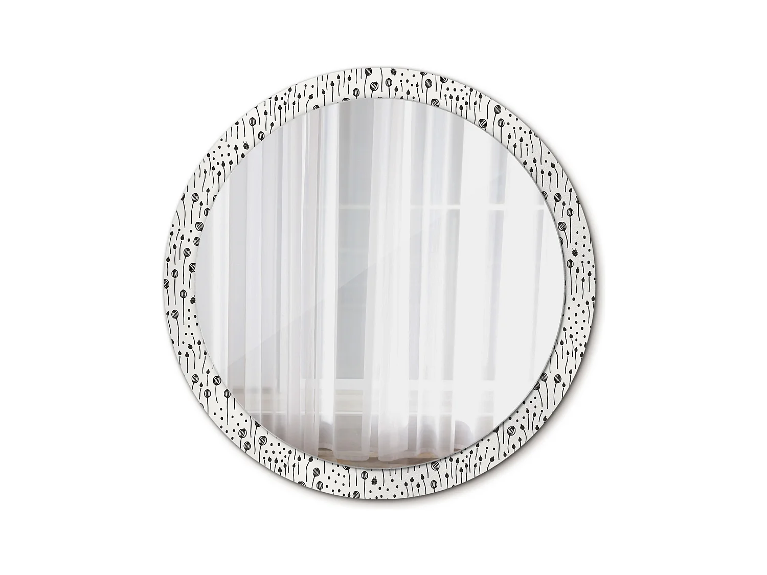 Decoratieve ronde spiegel - bloemmotief - 100 cm