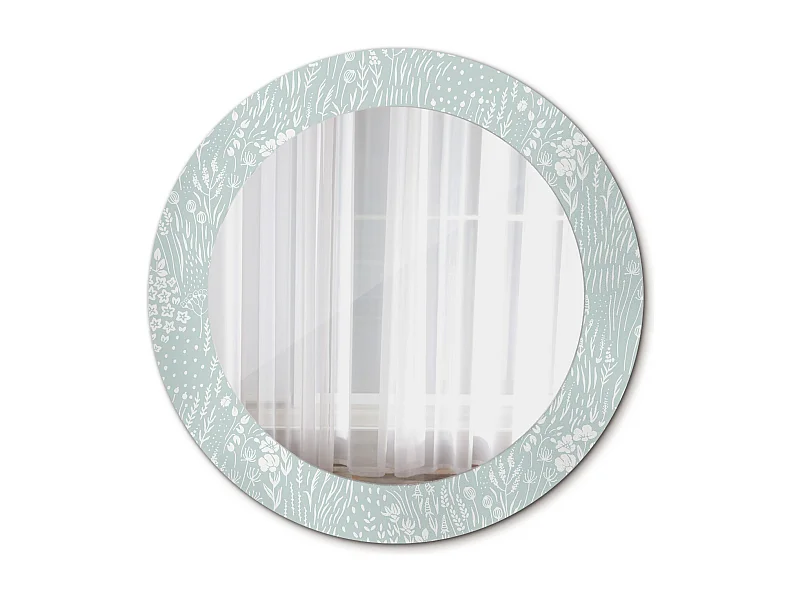Miroir rond décoratif - Escargot dans le pré - 70 cm