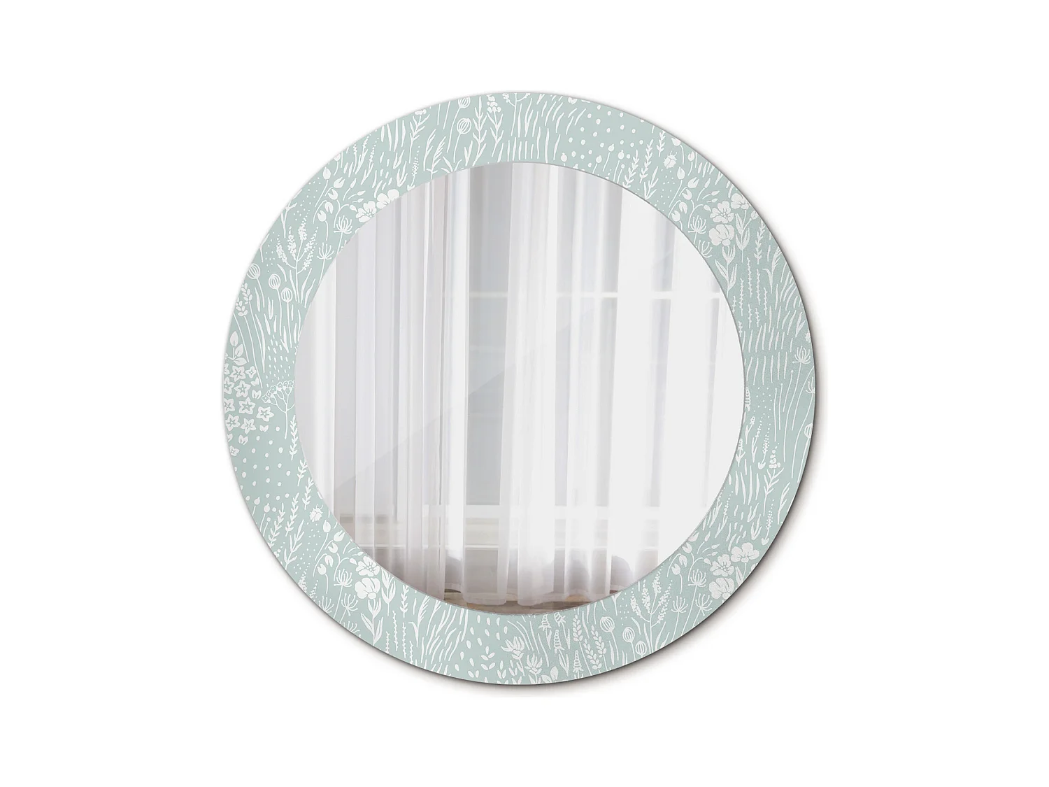 Miroir rond décoratif - Escargot dans le pré - 70 cm