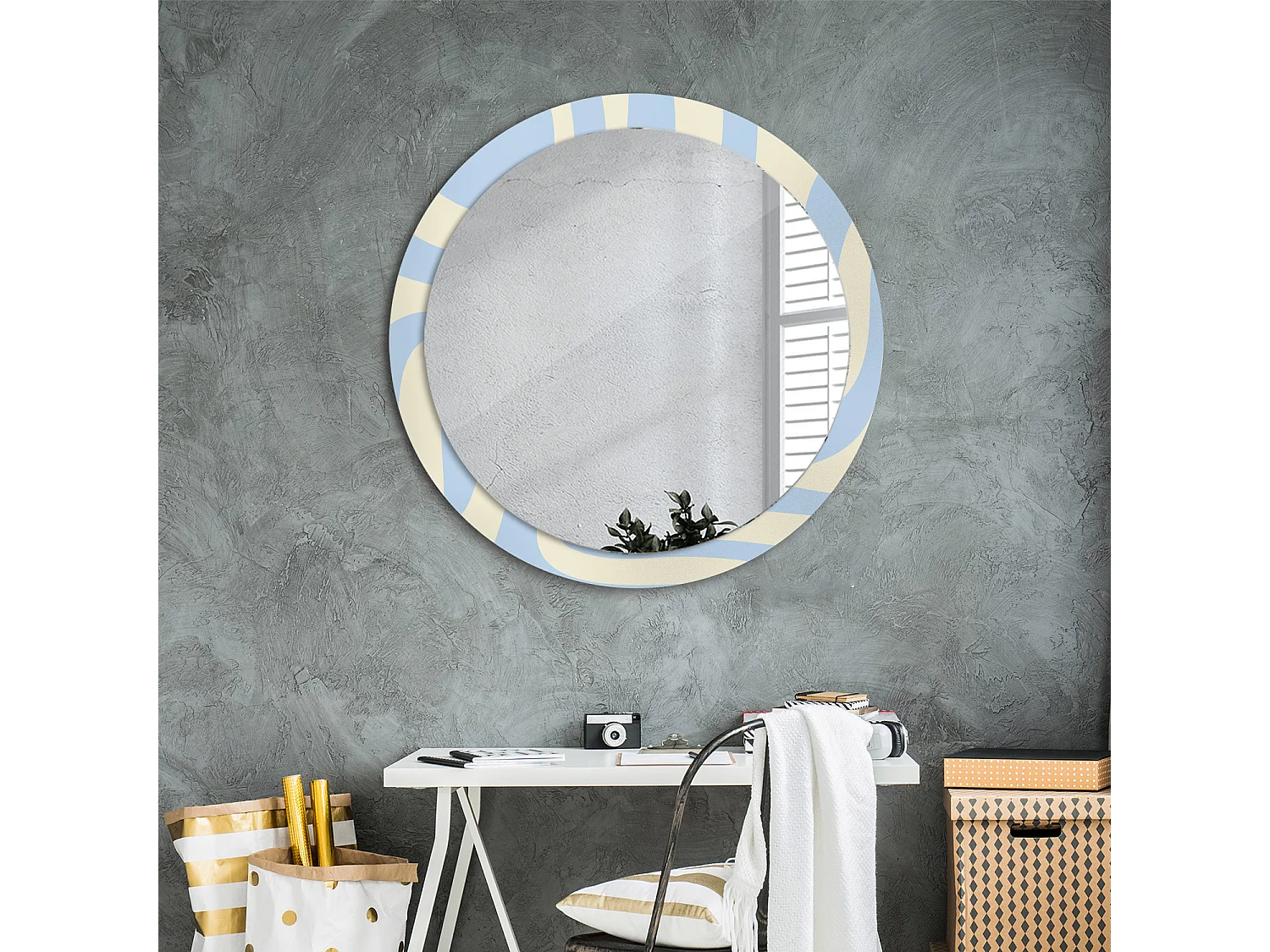 Decoratieve ronde spiegel - abstracte vorm - 90 cm