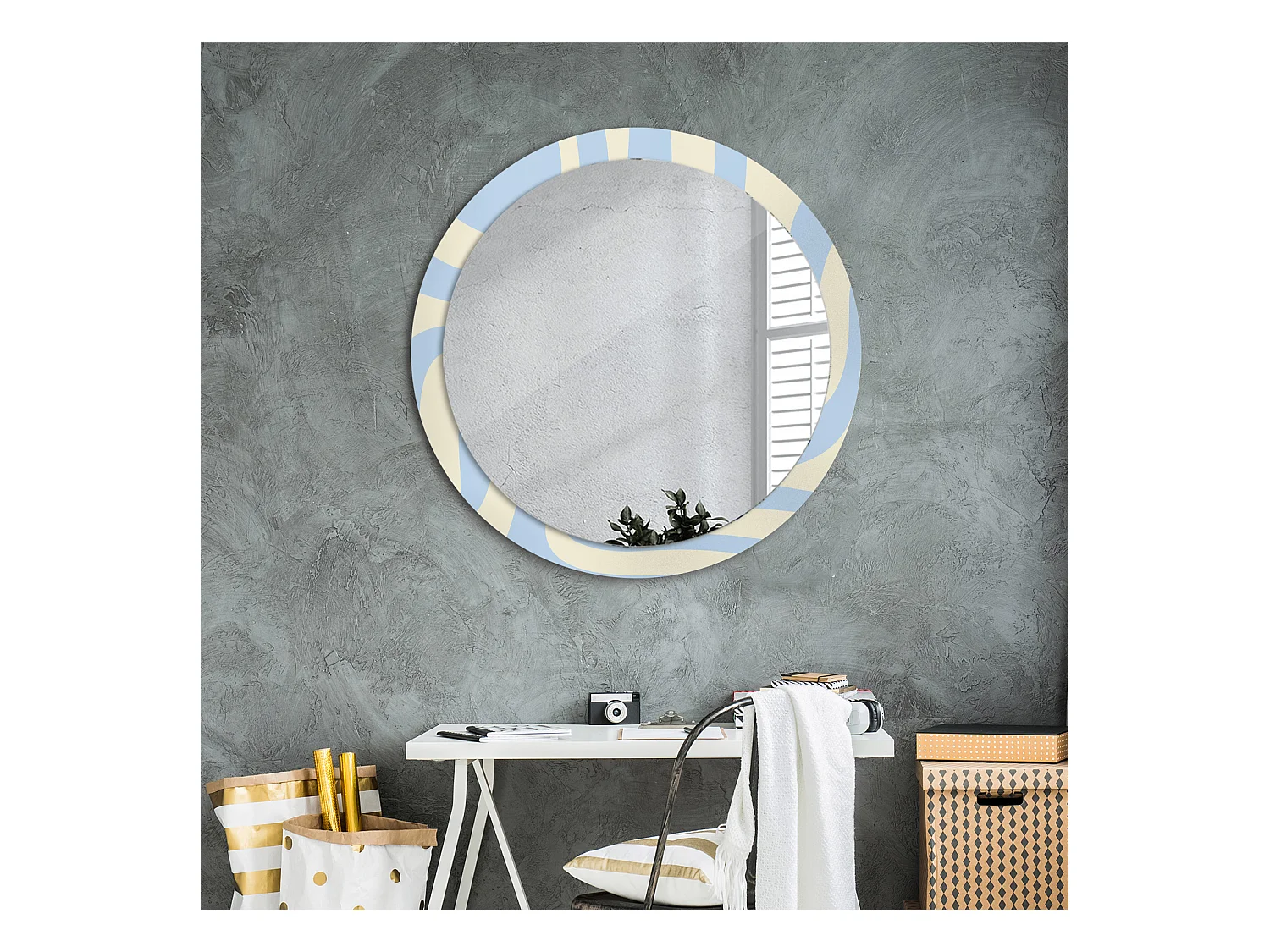 Miroir rond décoratif - Forme abstraite - 90 cm