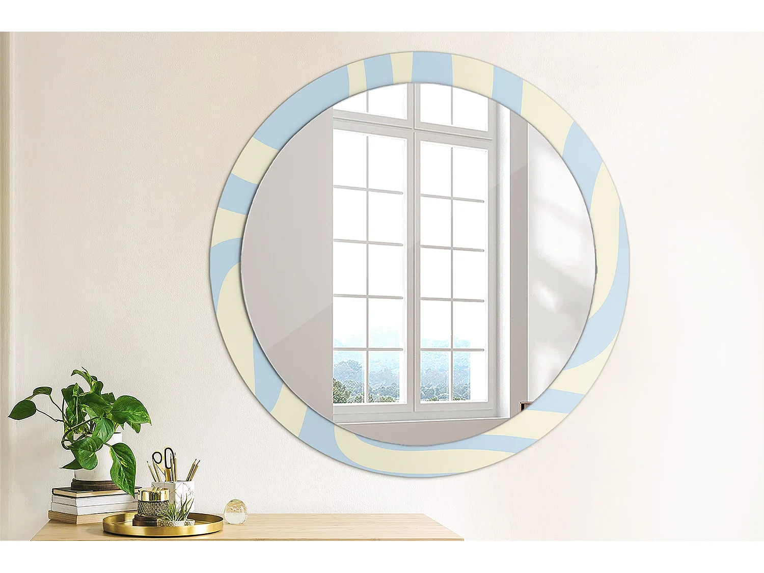 Miroir rond décoratif - Forme abstraite - 90 cm