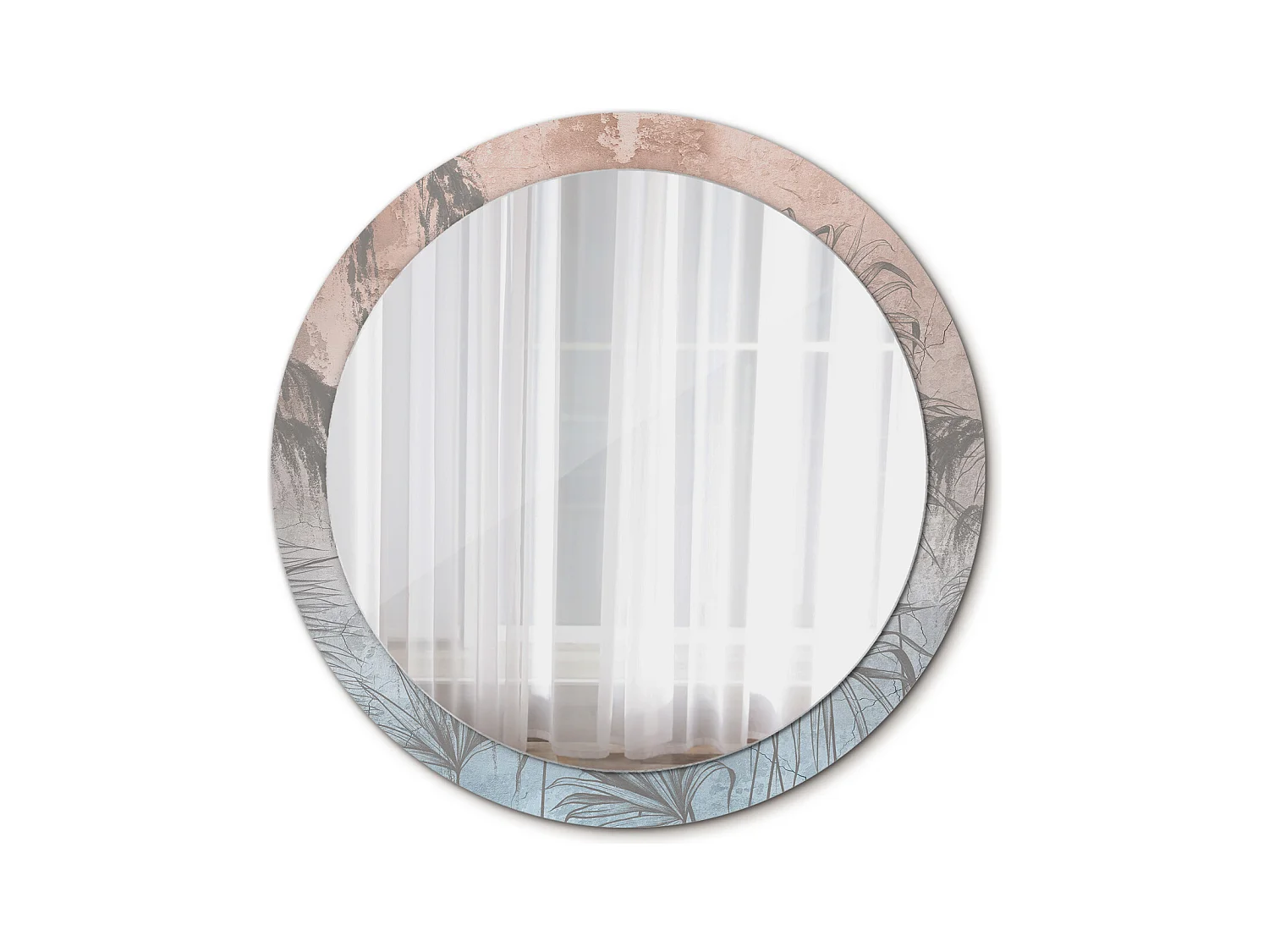Miroir rond décoratif - Fleurs tropicales - 90 cm