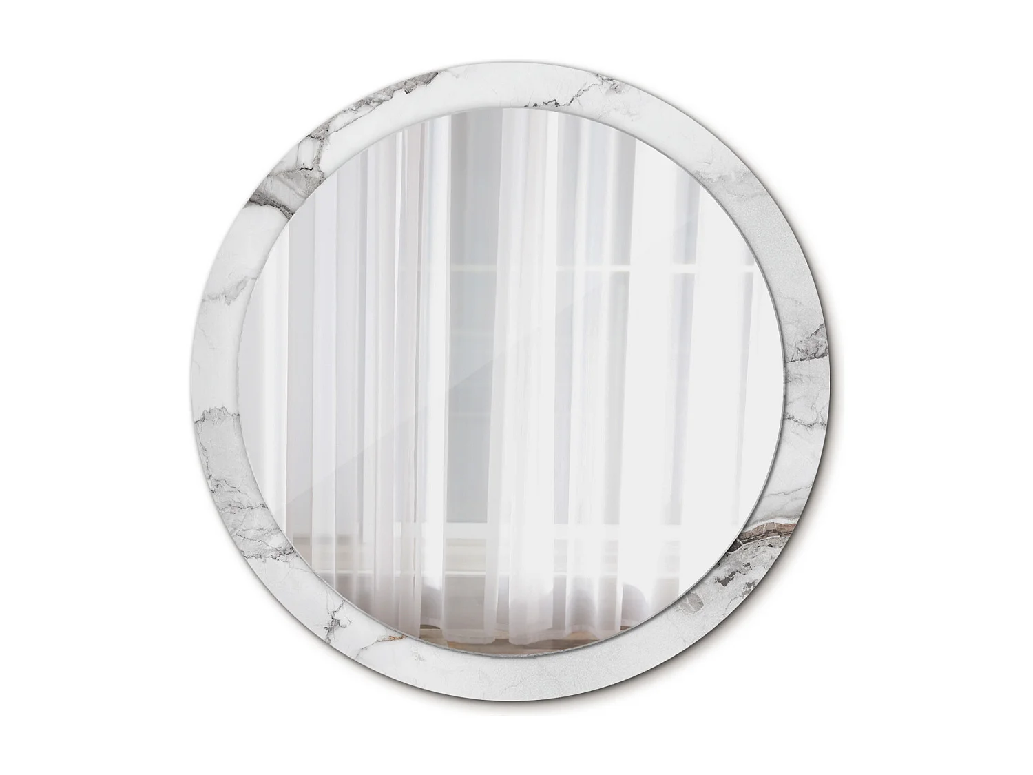 Miroir rond décoratif - Marbre blanc - 100 cm