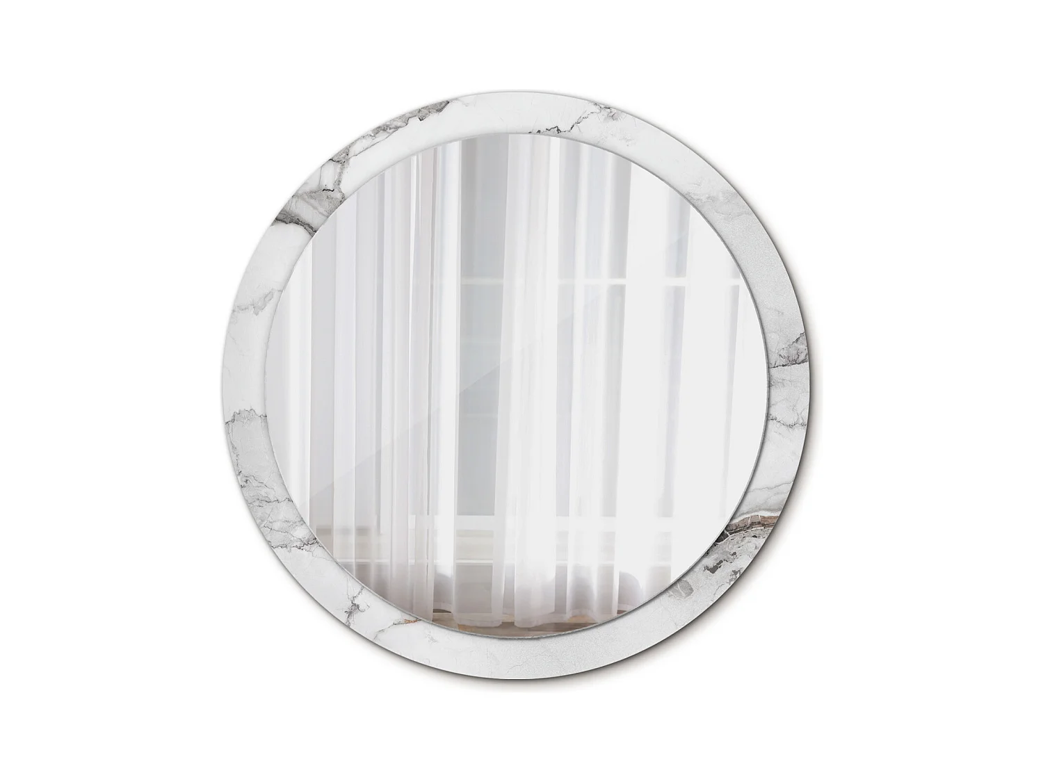 Runder dekorativer Spiegel - Weißer Marmor - 100 cm