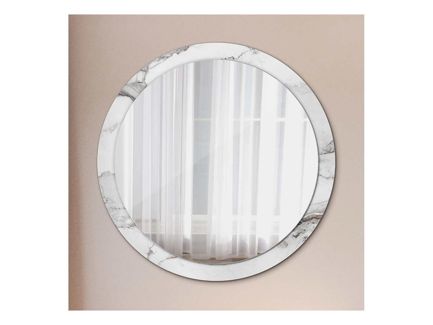 Runder dekorativer Spiegel - Weißer Marmor - 100 cm