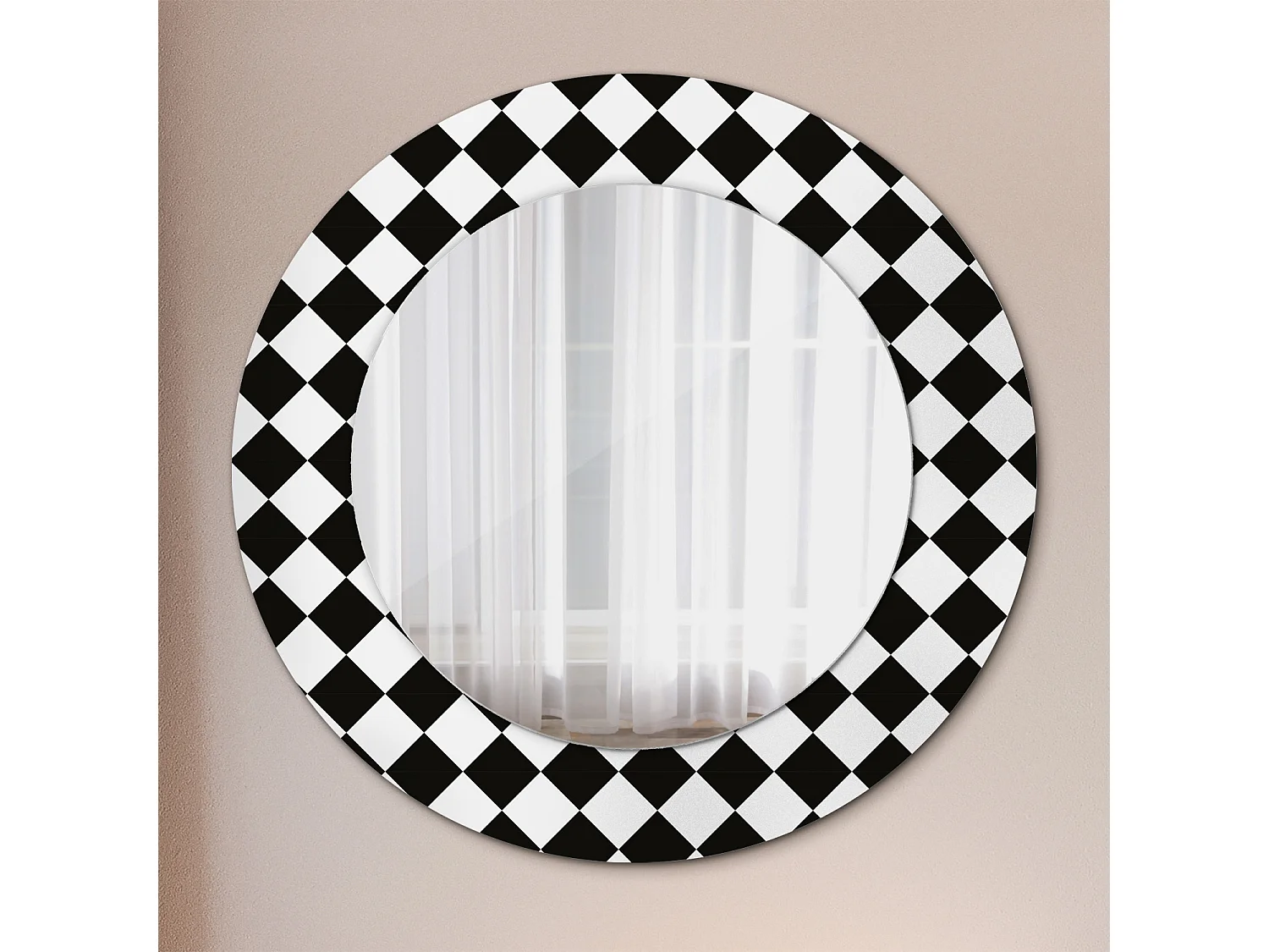 Decoratieve ronde spiegel – schaaktafel – 50 cm