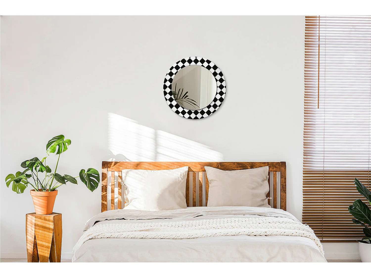 Decoratieve ronde spiegel – schaaktafel – 50 cm