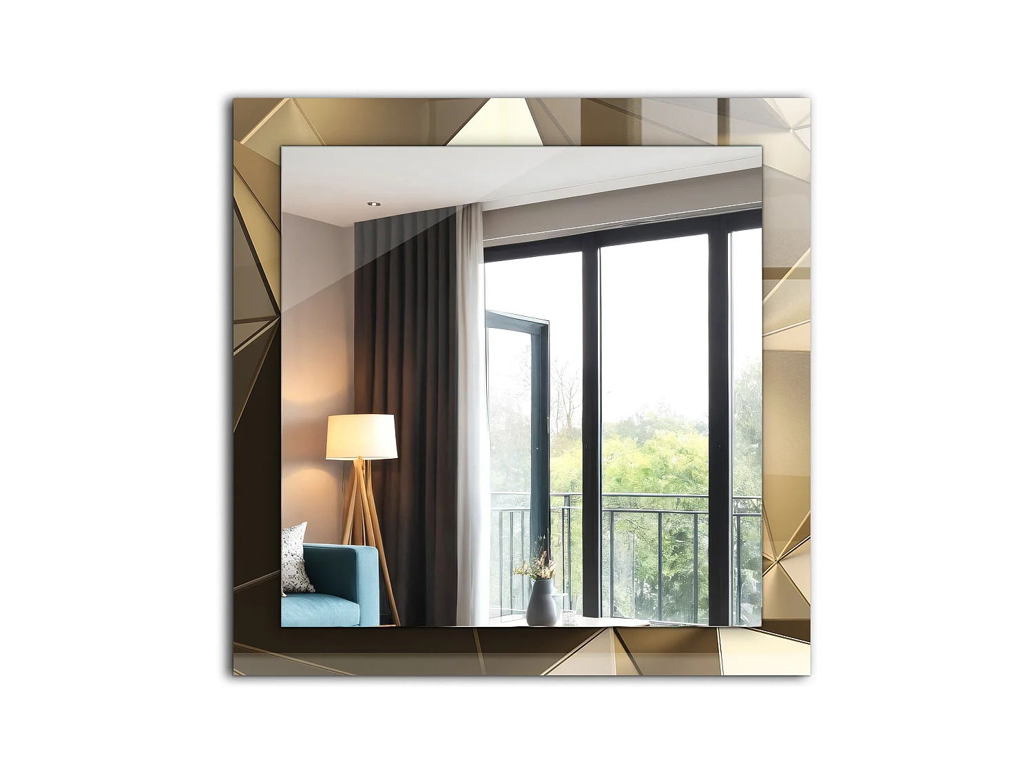 Miroir décoratif avec cadre Formes géométriques 60 x 60 cm