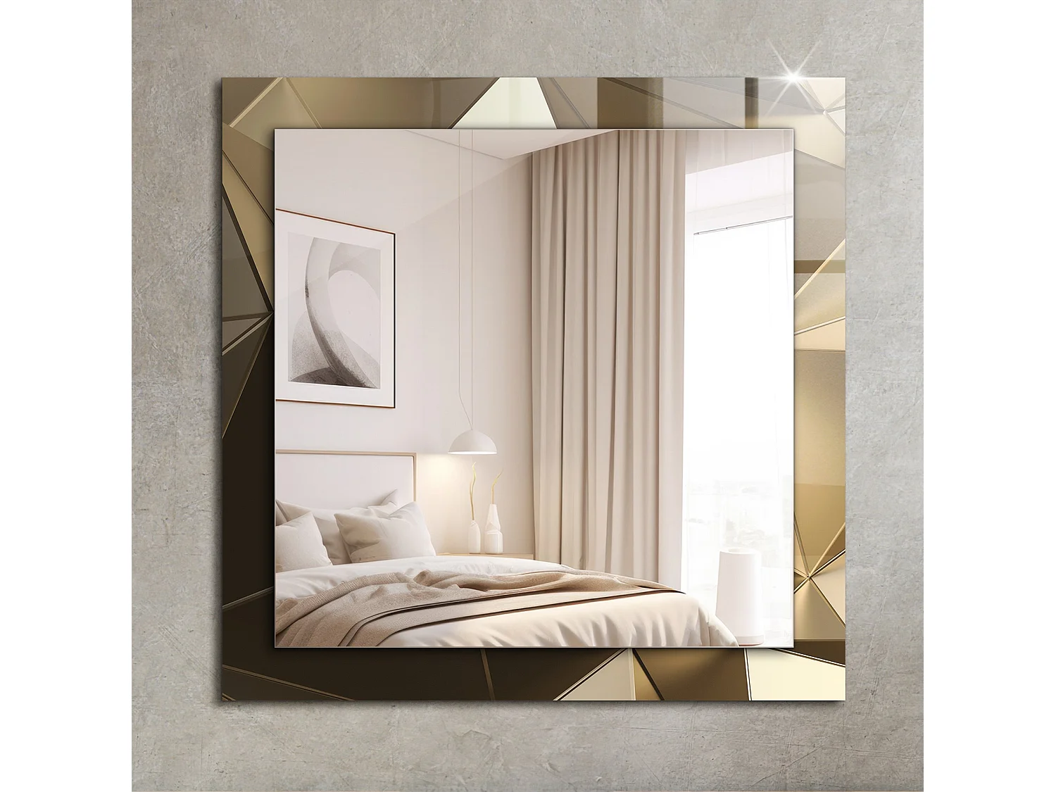 Dekorativer Spiegel mit Rahmen, geometrische Formen, 60 x 60 cm