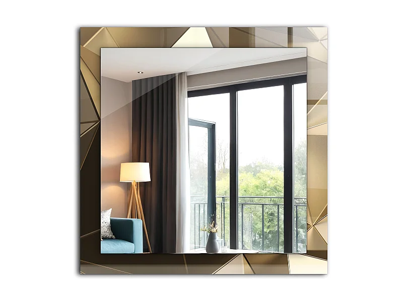 Dekorativer Spiegel mit Rahmen, geometrische Formen, 60 x 60 cm