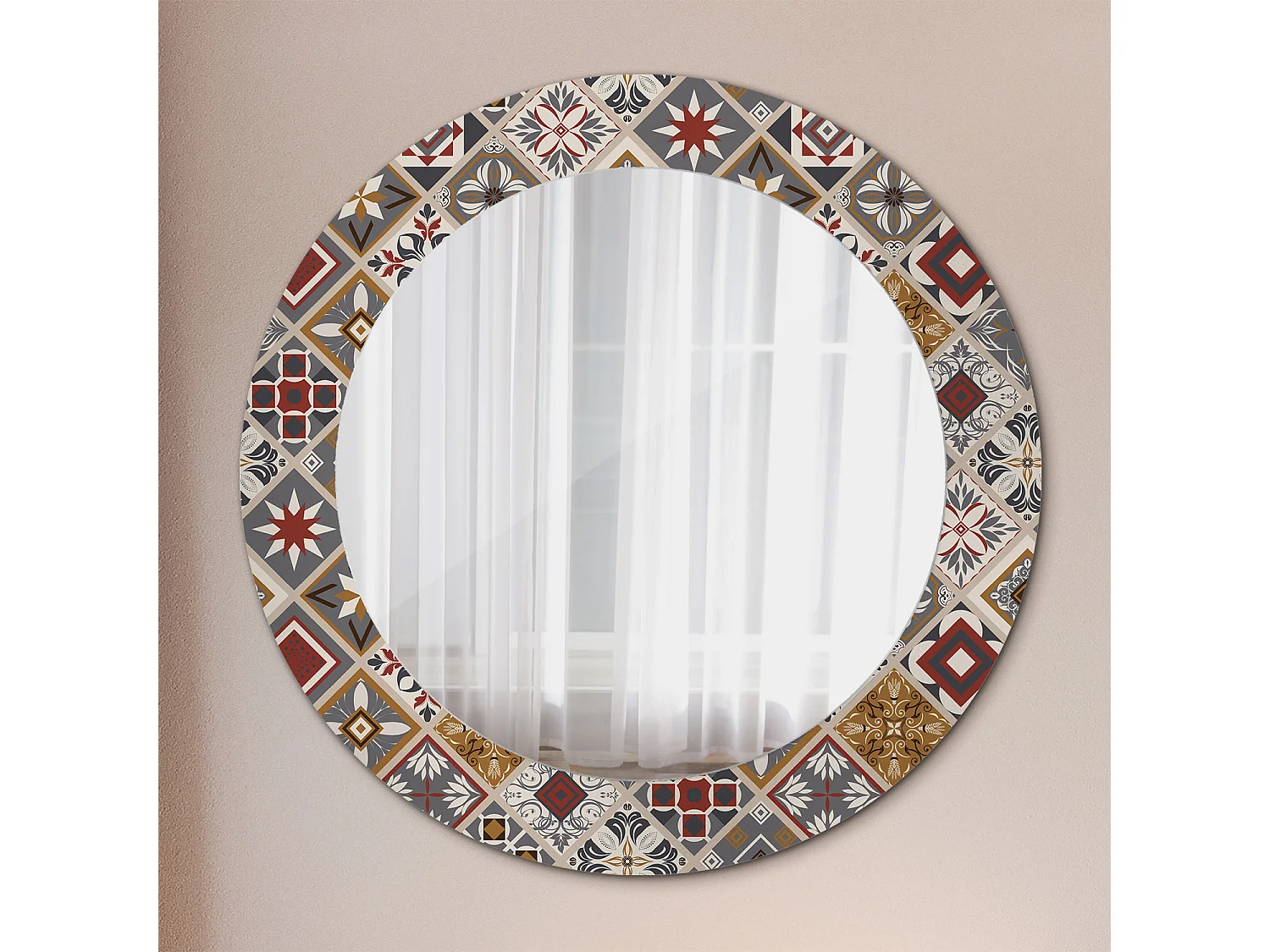 Miroir rond décoratif - Motif turc - 70 cm