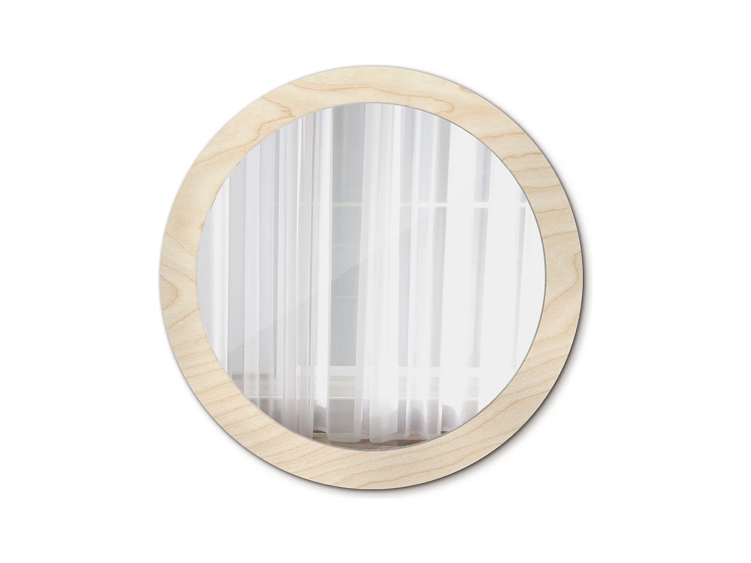 Specchio rotondo decorativo - Legno chiaro - 80 cm