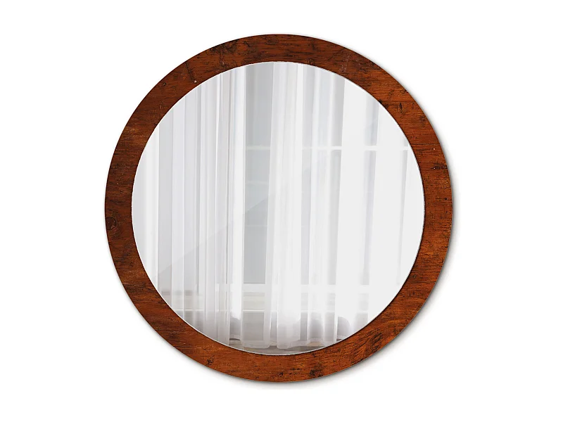 Miroir rond décoratif - Bois naturel - 90 cm