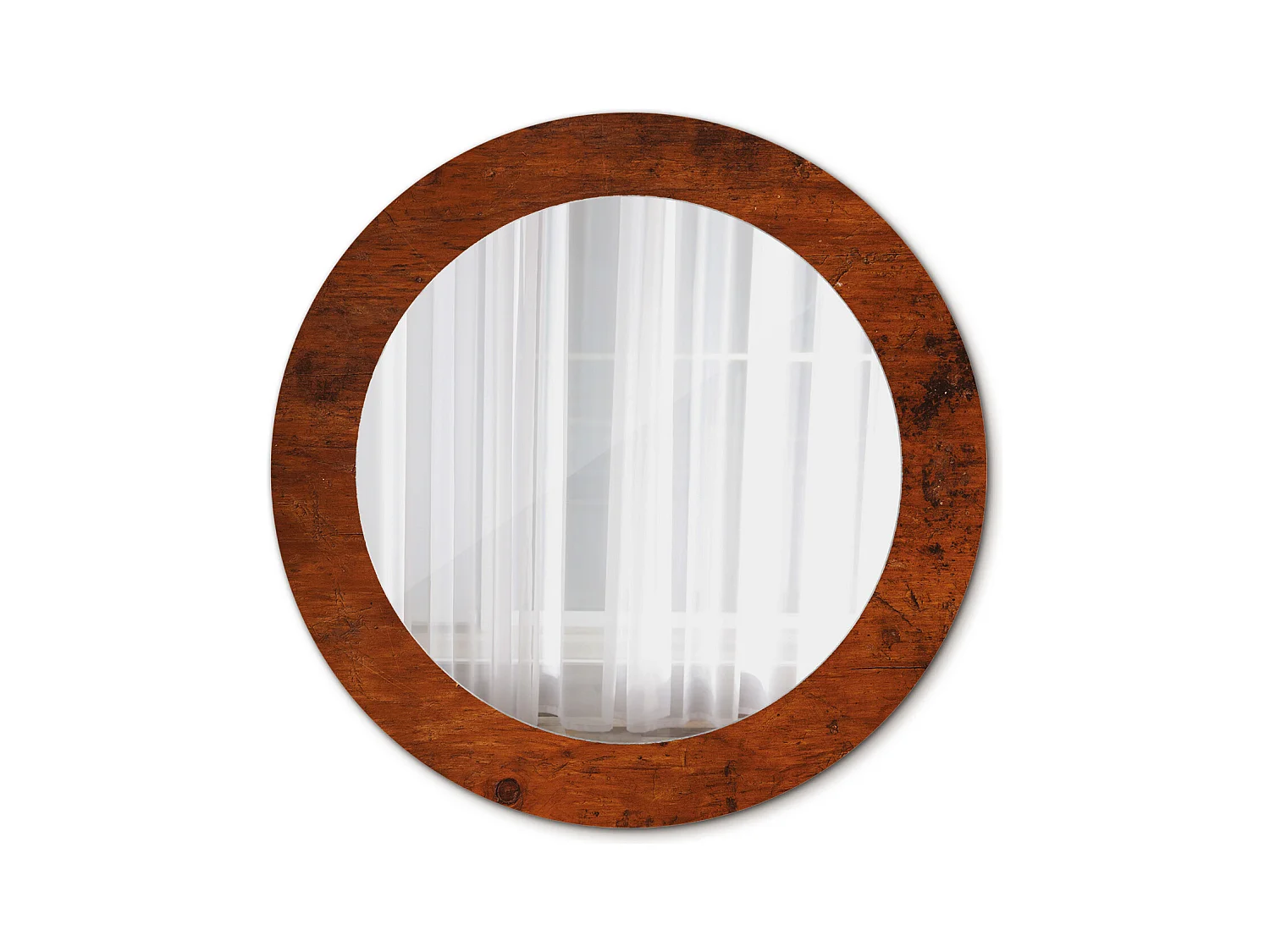 Miroir rond décoratif - Bois naturel - 70 cm