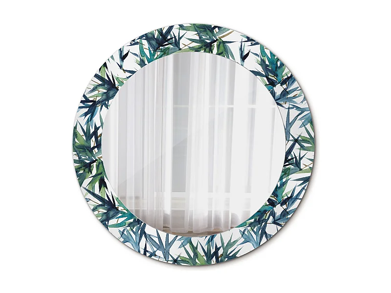 Miroir rond décoratif - Palmiers bleus - 70 cm