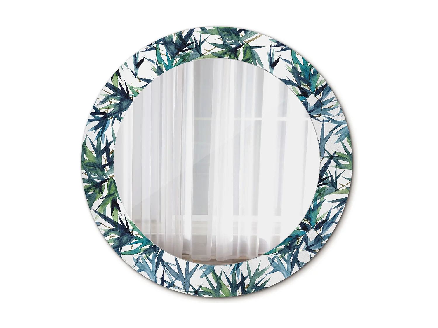 Miroir rond décoratif - Palmiers bleus - 70 cm