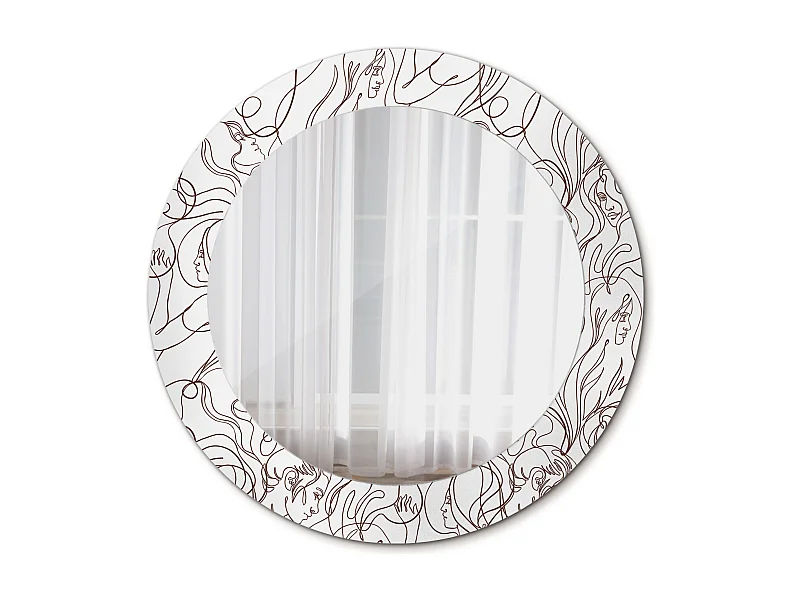 Miroir rond décoratif - Visages faits de lignes - 70 cm
