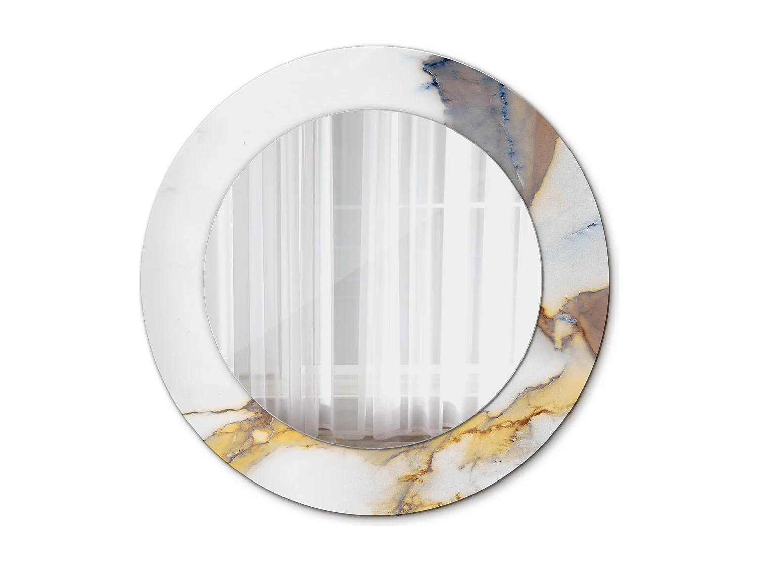 Runder dekorativer Spiegel - Weißer Marmor - 50 cm